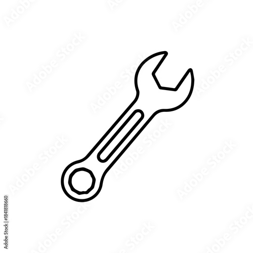 Adjustable metal wrench and spanner tool for construction and mechanic repair isolated on white