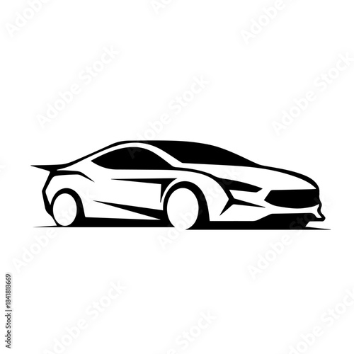 Black sports car vector isolated on white background
