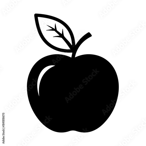 Red apple vector illustration with leaf icon
