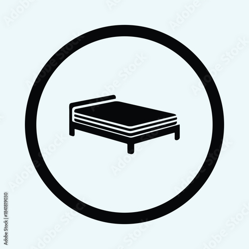 Vector minimalist double bed mattress furniture icon graphic silhouette Illustration