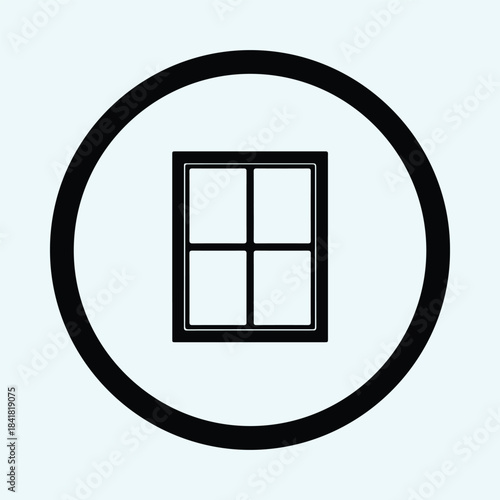 Vector minimalist window frame four pane architecture icon symbol simple square silhouette Illustration