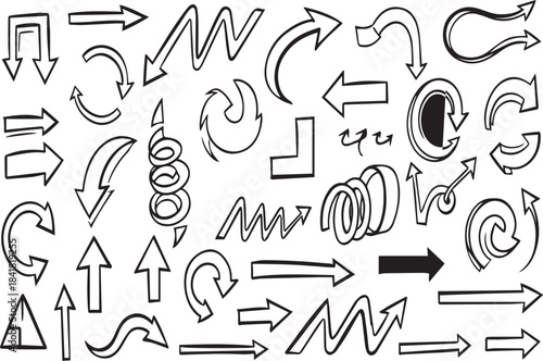 Business productivity arrows graphs calculators and organizational workflow elements