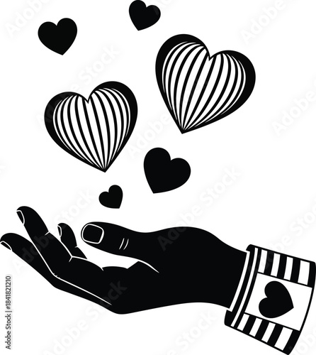 Hand Giving Hearts Love Vector Icon