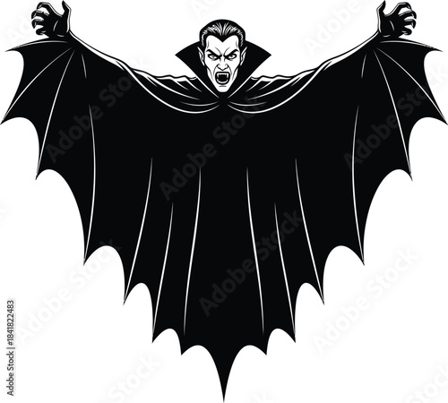 Dracula Vampire Silhouette Horror Character Vector Illustration