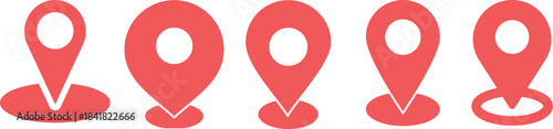 Set of map pin location icons. Modern map markers .Vector illustration on a white background. Simple red map pin. Concept of global coordinate, dot, needle tip, Flat style trend modern brand graphic