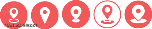 Set of map pin location icons. Modern map markers .Vector illustration on a white background. Simple red map pin. Concept of global coordinate, dot, needle tip, Flat style trend modern brand graphic