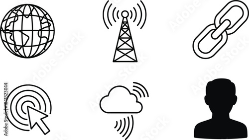 Communication Network Technology Icon Set Vector