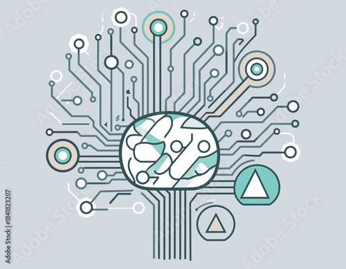 Artificial Intelligence Brain Circuit Illustration