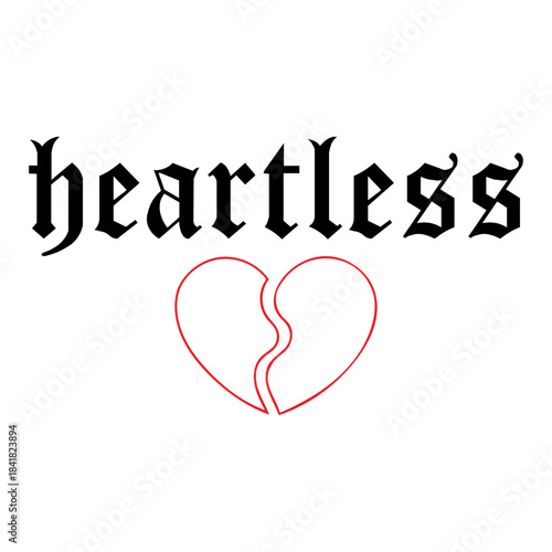 Heartless Gothic Typography Design Bold Blackletter Font with Broken Heart Symbol for Dark Aesthetic Art