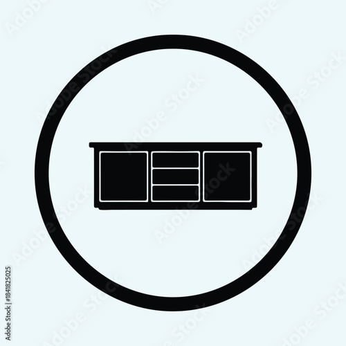 Vector modern storage cabinet furniture interior icon symbol silhouette Illustration