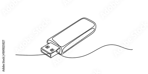 One continuous line art illustration representing a modern usb flash drive device