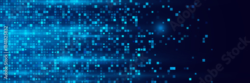 Digital Technology Colorful Blue Pixels Gradient Background. Digital Data Square Blue Pattern. Blue Digital Pixel Mosaic Pattern. Vector Illustration.