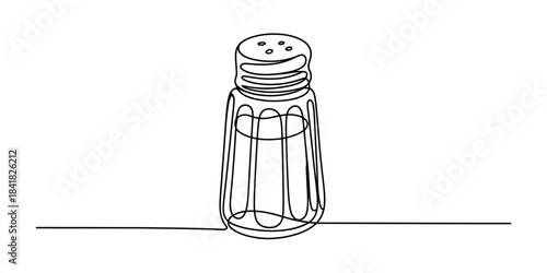Simple continuous line art illustration of a salt shaker, minimalist drawing style