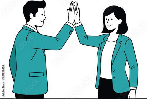 Diverse professional business team standing together, full length vector illustration, colleagues collaboration in corporate office environment, successful teamwork, modern work wear