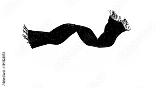 Black scarf with fringed ends isolated on for fashion or accessory use