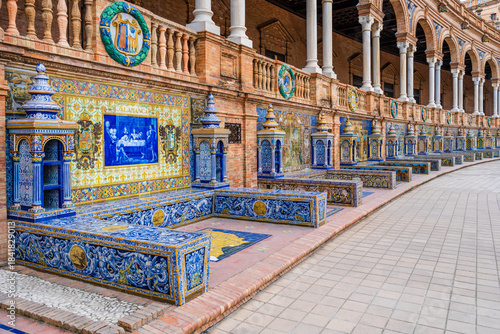 Salamanca alcove at the Spanish Square in Seville, Andalusia, Spain