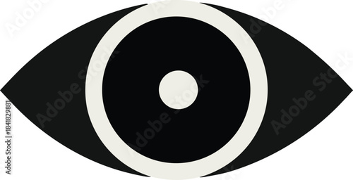 Minimalist black and white of a human eye with concentric circles vector illustration EPS file download.
