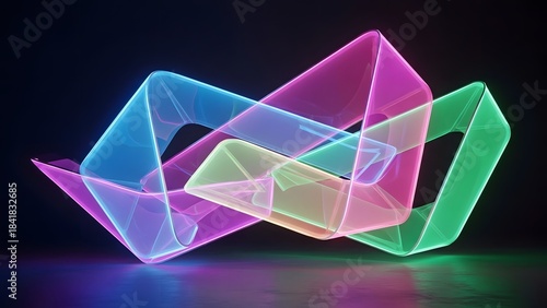 Abstract geometric structure with glowing neon light in a futuristic design