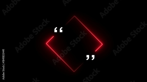 Glowing Red Octagonal Shape with Double Quotation Marks on Black Background