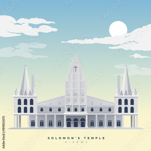 Solomon's Temple - Church in Aizawl - Stock Illustration