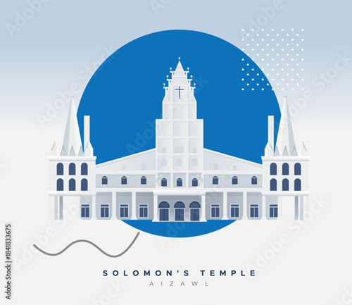 Solomon's Temple - Church in Aizawl - Stock Illustration