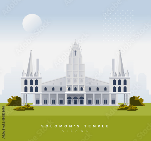 Solomon's Temple - Church in Aizawl - Stock Illustration