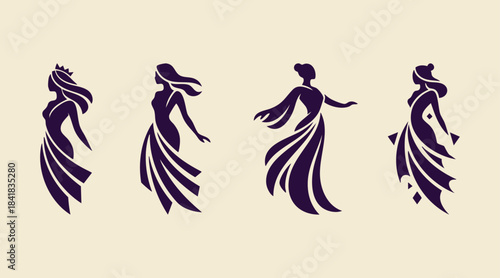 icon or logo template design illustration of woman model