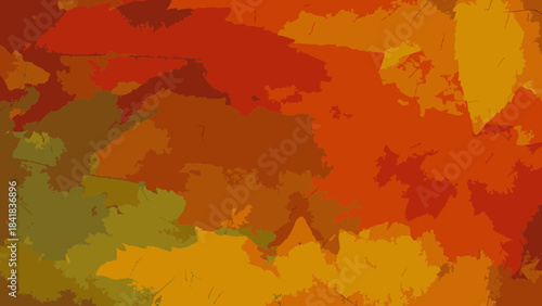 Abstract painting with warm autumn colors and textured brushstrokes creating a vibrant and dynamic background.