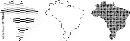 Three maps of south america in different styles and textures on