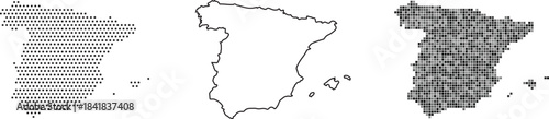 Map of spain in various styles on