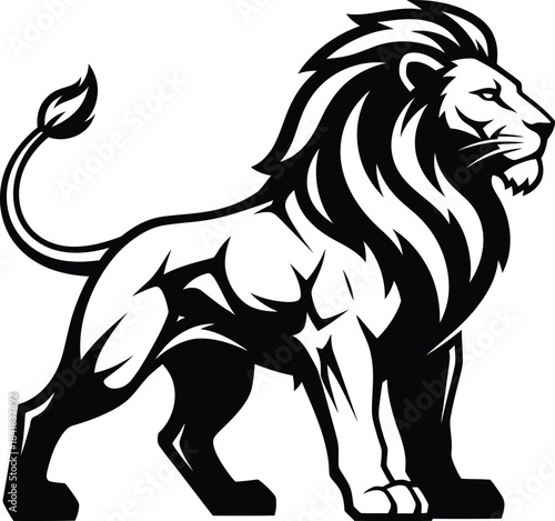 Powerful Lion Standing Wildlife Vector Illustration