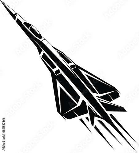 Modern Fighter Jet Military Aircraft Vector Illustration