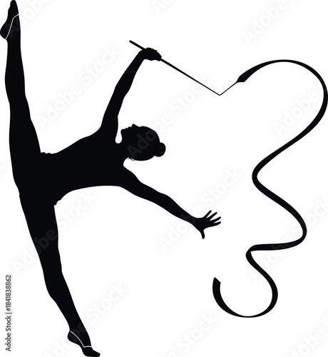 Rhythmic Gymnast Ribbon Silhouette