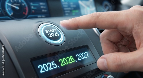 2026 new year button start switch business car automobile future concept
