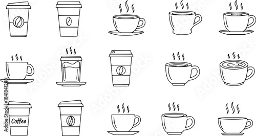 Coffee cup icon set.