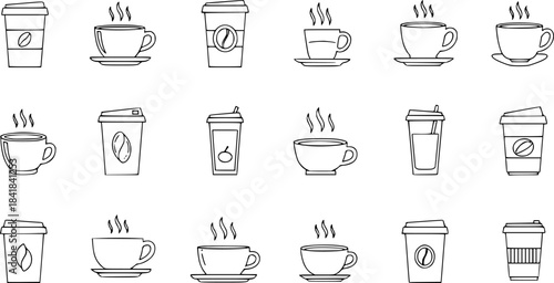 Coffee cup icon set.