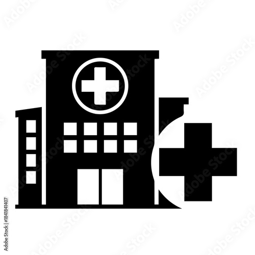 A vector cross symbol is a versatile black icon used as a medical sign for hospital care, a first aid kit symbol, or a design element resembling the Swiss flag