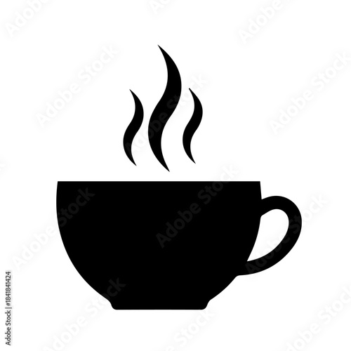 Hot cup of coffee and tea breakfast beverage illustration vector icon in a cafe