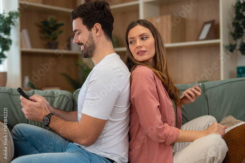 Φωτογραφία Couple having relationship problems with mistrust and jealousy