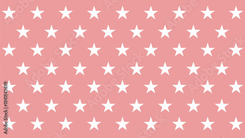 Pink background with white stars pattern vector illustration