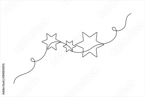 Continuous one-line drawing of three ascending stars