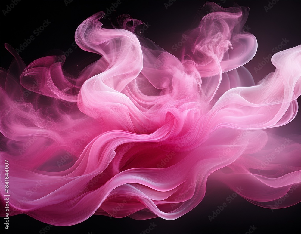 Fototapeta premium pink billowing smoke plume effect transparent isolated background cutout