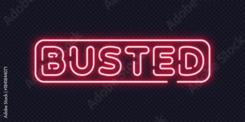 Neon text busted in bold glowing style on dark background. Suitable for alerts, gaming or dramatic effects.