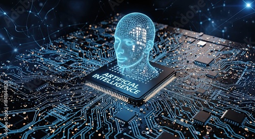 Yapay Zeka Görseli : a circuit board with a head on top of it.