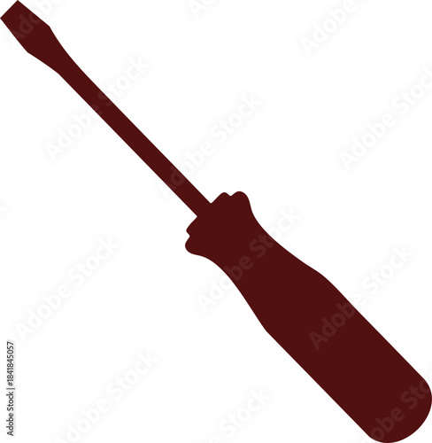 Flathead screwdriver icon vector silhouette, handyman tool for construction, repair, and maintenance