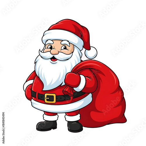 Santa Claus Holding Large Red Gift Sack
