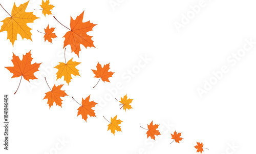a border of colorful autumn leaves falling, deal frame for nature-themed designs or as part of your festive season graphics. Vectors eps