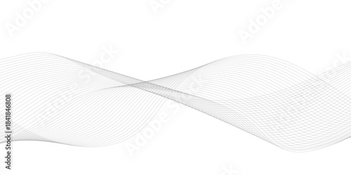 Wavy digital futuristic technology curve ocean lines on transparent background. Thin line wavy abstract vector background. Curve wave seamless pattern. Vector illustration.	