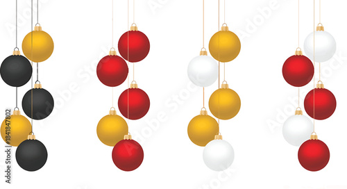 Color Christmas Baubles set isolated on white background. Vectors Illustration