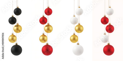 Color Christmas Baubles set isolated on white background. Vectors Illustration